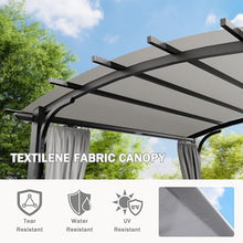 MeetLeisure Meetleisure 11'x11' Outdoor Pergola with Sidewalls - Arched Top Outdoor Pergola with Metal Steel Frame and Textilene Top Canopy, Ideal for BBQ Party & Family Gathering, Grey Top