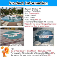MZZKFC Green Round Pool Covers for In-Ground Swimming Pools, Winter Pool Safety Cover Load 200kg/441lbs, Pool Cover Saver Tarp Block Snow Mud Debris & Leaves(Wooden Deck,33.5'-1021cm)