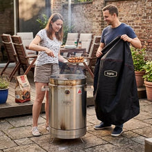 InGrill Basik Medium Stainless Steel Charcoal Smoker Grill Set, Vertical Barrel BBQ Cooker, 3-in-1 Smoke Grill Bake, Includes Canvas Cover (Medium), 26 lb capacity
