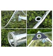 QWEASDF Transparent Canopies and Tarps, Heavy Duty PVC Clear Tarpaulin, Anti-Tear, Waterproof, UV Resistant for Patio Outdoor Camping Terrace Balcony Plant Cover Rainproof Cover,2.4x10m/7.8x32.8ft