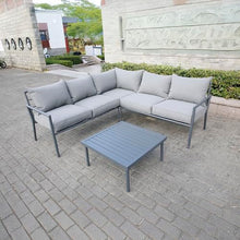 Deko Living 5 Place Seating Outdoor Gray Sofa and Ottoman Set