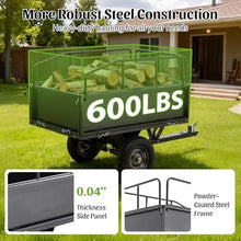 GFDGFD 600LBS Heavy Duty Dump Cart Trailer, 17 Cu.Ft Tow Behind Wagon with Dual Dumping System, Steel Garden Cart for ATV Lawn Tractor, 15" Pneumatic Tires