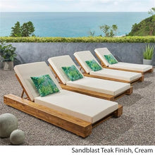 Noble House Broadway Outdoor Chaise Lounge Set of 4 Teak/Cream