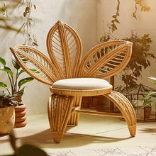 XJOYSL7921 Rattan Chair Shaped Rattan Flower Chair, Decorative Rattan Chair, Rattan Leisure Chair, Handmade Real Rattan Weaving Chair Modern Accent Chair for Living Room