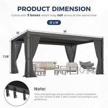 12' x 16' Pergola with Adjustable Louvered Roof and Aluminum Frame