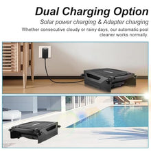 Solar Powered Cordless Robotic Pool Cleaner,2500mAh Battery, Rechargeable Pool Skimmer Robot with Dual Charging 2 Cleaning Modes