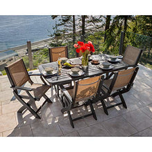 POLYWOOD PWS154-1-BL901 Coastal 7-Piece Dining Set, Black/White Sling