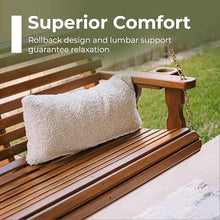 Amish Casual Heavy Duty 700 Lb Capacity Porch Swing with Cup Holders (5 Foot, Semi-Solid Black Stain) – Wooden Outdoor Roll Back Swing with Hanging Ropes – Handcrafted Contoured Lumbar Support
