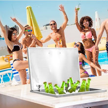 Upgraded Drop in Ice Chest, 28 in L x 18 in W x 17 in H Stainless Steel Ice Cooler, Commercial Ice Bin with Cover, 83 QT Outdoor Kitchen Ice Bar, Drain-Pipe and Drain Plug Included, for Cold Wine Beer