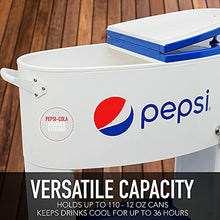 Permasteel 80-Qt Pepsi Outdoor Patio Cooler with Wheels, Large Rolling Beverage Cooler Cart for Backyard, Deck, and Outdoor Use, Portable Hard Cooler with Handles, Pepsi White