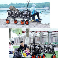 Outdoor Folding Utility Wagon Heavy Duty Garden Cart, Folding Wagon Utility Truck, Adjustable Handle, Portable Camping Trolley, Load-Bearing 80kg / 176lbs (Black)