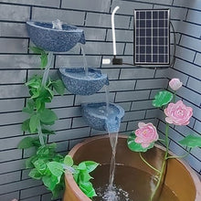 Solar-Powered Wall-Mounted Fountain, Outdoor Water Fountain,Two Right and One Front Resin Pottery, 6W Solar Panel Fountains for Patio Yard