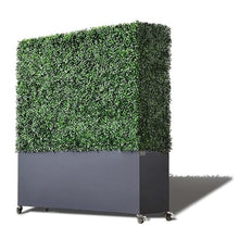 AGPL Upgraded Artificial Hedge Wall with Dark Gray Color Stainless Steel Planter Box and Caster. Moveable Privacy Decorative Wall 48" W x12“D x 51“H …