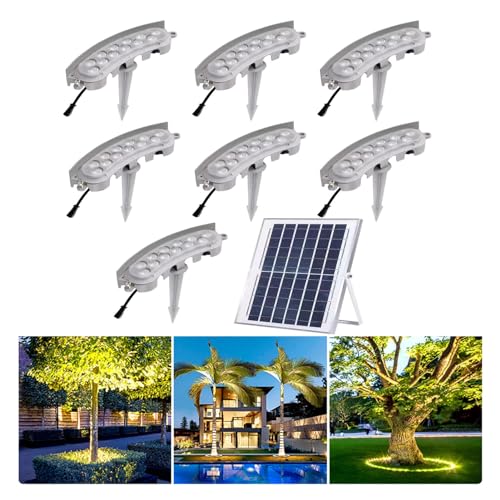 TETEOLALA Solar Lights Outdoor,Small Landscape Spotlights, LED Low Voltage Landscape Tree Ring Lights, for Park Lawn(White Light,Pack of 7)