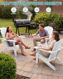 PLUUV Adirondack Chair Set of 6, Fire Pit Chairs with Cup Holder, White