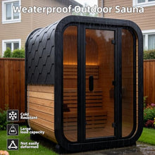 amocane Outdoor Steam Sauna 2 Person, Canadian Red Cedar Sauna Spa with 4.5KW ETL Sauna Heater, Traditional Backyard Cube Wooden Sauna with 8mm Tempered Brown Glass, 0-195℉