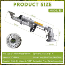 BANGBANGJI Farm Gun Irrigation Sprinkler, 360° Fully Rotating Impulse Impact Sprinkler, with Nozzle Set, Large Area Irrigation, for Farms Orchards Pasture Watering Model50+1.2mBracket