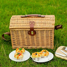 ASWRTYJO Rattan Basket Outdoor Camping Storage Box Picnic Dinner With Cover Portable With Tableware Wicker Picnic Basket
