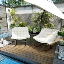 Outsunny Outdoor Rocking Chair Set of 2 Oversized with Cushions Beige