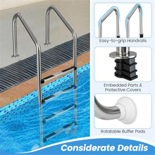 BAYUELSWU In-Ground Swimming Pool Ladder, Stainless Steel 4 Steps Pool Ladder Step, Heavy Duty Non-Slip Ladder Easy Assembly for Indoor/Outdoor Pool, Max Load Capacity 440 lbs