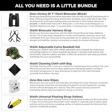 ZEISS 10x42 Victory SF Binoculars Bundle with Harness Strap, Camo Hat, Cleaning Cloth & Lens Wipes (Black/Yellow)