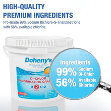 Doheny's Di-Chlor Granular Chlorine | Pro-Grade 3-in-1 Pool Sanitizer, Shock & Algaecide | Fast-Dissolving, Calcium-Free, No Residue | 99.5% Sodium Dichlor with 56% Stabilized Chlorine | 50lb Bucket