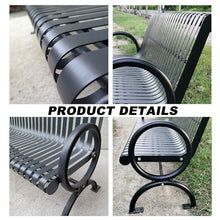 JCSRYD Garden Benches for Outdoors, Black Park Bench Cast Iron Patio Garden Bench, Sturdy Steel Frame Furniture Chair with Armrests for Porch, Yard, Lawn, Balcony, 1300lbs(71in)