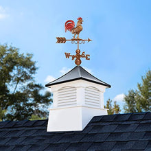 Good Directions 30" Square Coventry Vinyl Cupola with Black Aluminum Roof and Copper Bantam Red Rooster Weathervane White/Black/Red