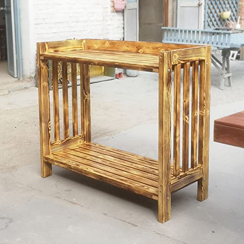 Wood Outdoor Potting Bench with Storage Shelf - Patio Garden Work Station Table - Gardening Workbench for Porch, Greenhouse, Backyard, Patio and Balcony - with Storage, Drawer, Hook (Brown