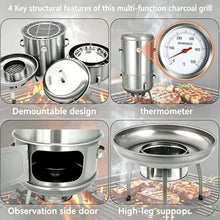 Drum Smoker and Grill, BBQ Charcoal Smoker Grill with Thermometer