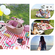 ZYBB Picnic Basket Wicker with Cutlery Picnic Mat for 2 People Large Picnic Baskets with Storage Compartment 53x28x22cm