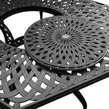 Oakland Living Modern Ornate Outdoor Mesh Aluminum 63-Inch Black Hexagon Patio Dining Set with Six Chairs