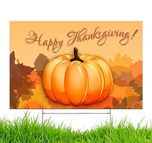 Yard Sign Happy Thanksgiving Turkey Day Lawn Decoration 18" x 12