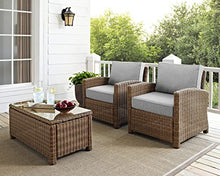 Crosley Furniture Bradenton 2-Piece Outdoor Chair Set Brown with Gray Cushions