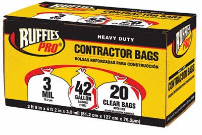 RUFFIES PRO Contractor Bags Clear 42-Gal 20-Pk