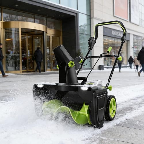 ORIDLECTAL Cordless Snow Shovel and Snow Blower Combo, 40V System with 3500W Power, Fast Charger and Dual LED Headlights for Patios and Driveways
