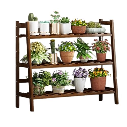 Rustic Solid Wood Indoor Plant Stand Rack Small 3 Tier Plant Trellis Anticorrosive Display Shelf For Planter Pots House Balcony Decoration Flower Ladder Frame For Multiple Plants Balcony Plante