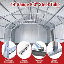 KoreJetMetal 12x20FT Outdoor Metal Storage Shed, Galvanized Steel Portable Building with Double Swing Doors, Heavy-Duty Carport for Tools, Motorcycle, Equipment Storage