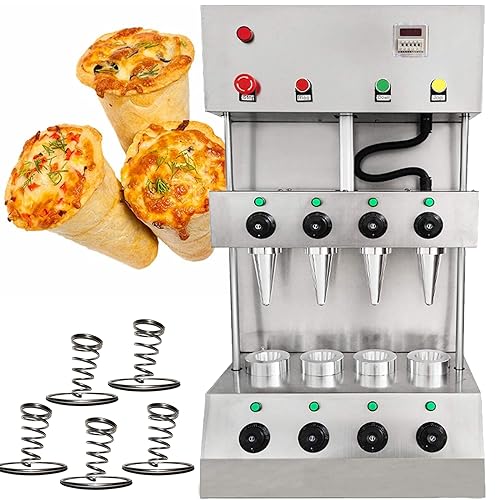 TXMACHINE 4 cone maker machine Outdoor Ovens 12 holes display warmer for pizza shop restaurant hotel home commercial 3000W with 4 molds (pizza cone machine, 110V/60HZ)