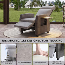 Reljofum Outdoor Wicker Recliner Chair Set of 2 Grey
