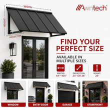 Awntech Houstonian Open-Side Fixed Awning, 56" W x 24" H x 36" D, Black