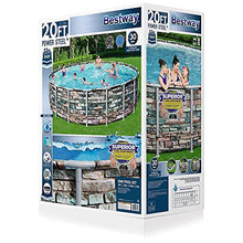 Power Steel Bestway 56881E 20-Ft Diameter Frame Round Above Ground Swimming Pool Set Multi