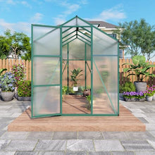 6x8 FT Greenhouse for Outdoors, Aluminum Large Walk-in Green House, Polycarbonate Panels, Adjustable Roof Vent, for Outside Garden Backyard, Patio, Lawn, Suitable for All Seasons (6x8 FT)