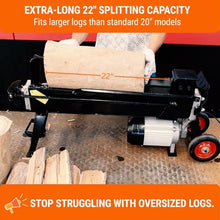 ROCKCUB 7-Ton Electric Log Splitter, Upgraded Ergonomic Foot Pedal for Less Back Strain, Bonus 4-Way Cross Wedge for Rapid Kindling, 3HP Motor 28MPa High Pressure, Fits 22" Logs, Plus Version