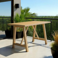 Armen Living Delfina 63" Rectangular Outdoor Dining Table in Natural Eucalyptus – Seats 4