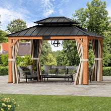 Modern Shade Wood Gazebo 10x12 with Double Galvanized Steel Roof