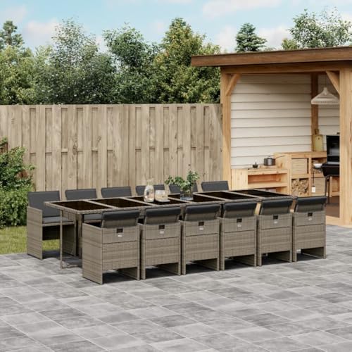 AMBERARD Patio Dining Set Set of 12 Gray and Navy Blue Furniture Set