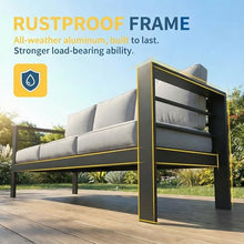 Solaste Aluminum Patio Furniture Set for All Weather, Oversized Metal Outdoor Furniture Set with 27.5" Deep Seating and 3.2" Wide Armrest, Patio Conversation Set with 5" Cushion, Black and Grey