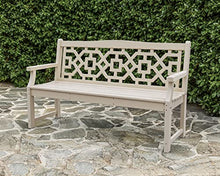 Martha Stewart by POLYWOOD Chinoiserie 60" Outdoor Bench, Sand - Durable All-Weather HDPE Garden Seat with Back Support - Classic 3 Person Seating for Patio, Porch & Backyard, Made in the USA