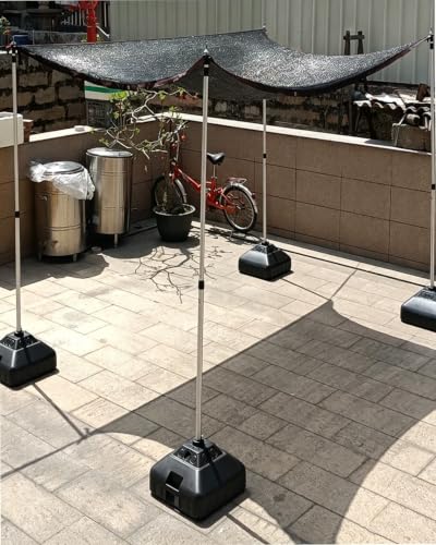 Elitix 4 Pack Sun Shade Pole with Base, Retractable Garage Shade Sail Poles for Ground No Drill, Porch Shade Shade Cloth Brackets(Black,400CM/13.1FT/60KG)